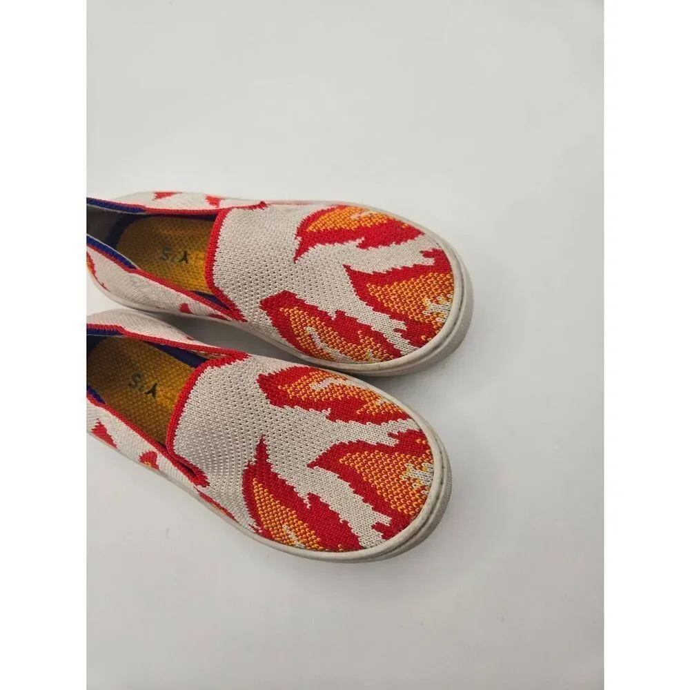 Rothys Kids Flame Sneakers Size 10 White Orange